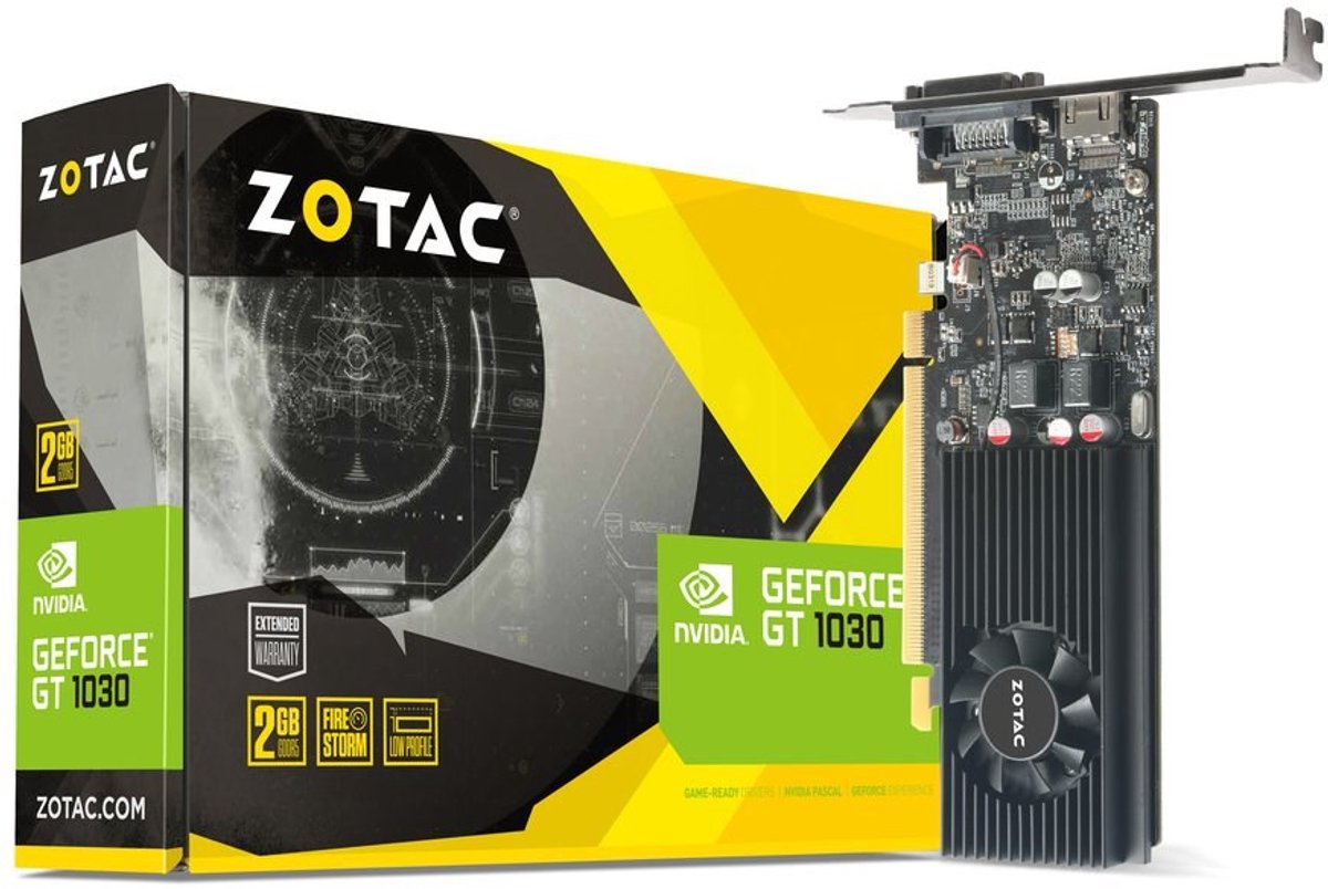 Zotac Zt-P10300A-10L Geforce Gt 1030 Grafische Kaart, 2Gb Gddr5, 64 Bit, Zwart