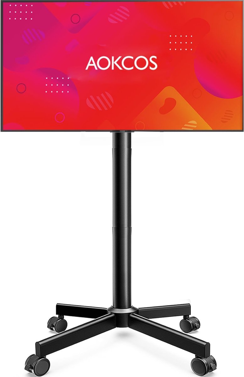 TV Stand - Mobiele Trolley - Verplaatsen van Televisie - Draaibaar en Kantelbaar - Tot 65 inch - Zwart