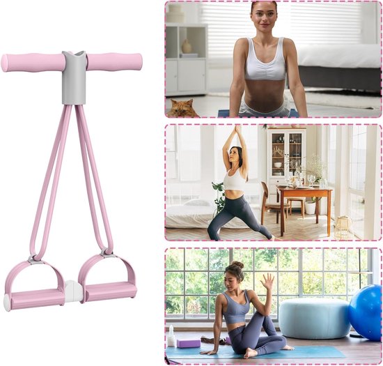 Enkel Trainer - Oefenapparaat Benen - Thuis Fitness - Vier Duurzame Koorden - 26 x 24 x 7 cm - Roze van enkel — afbeelding 2