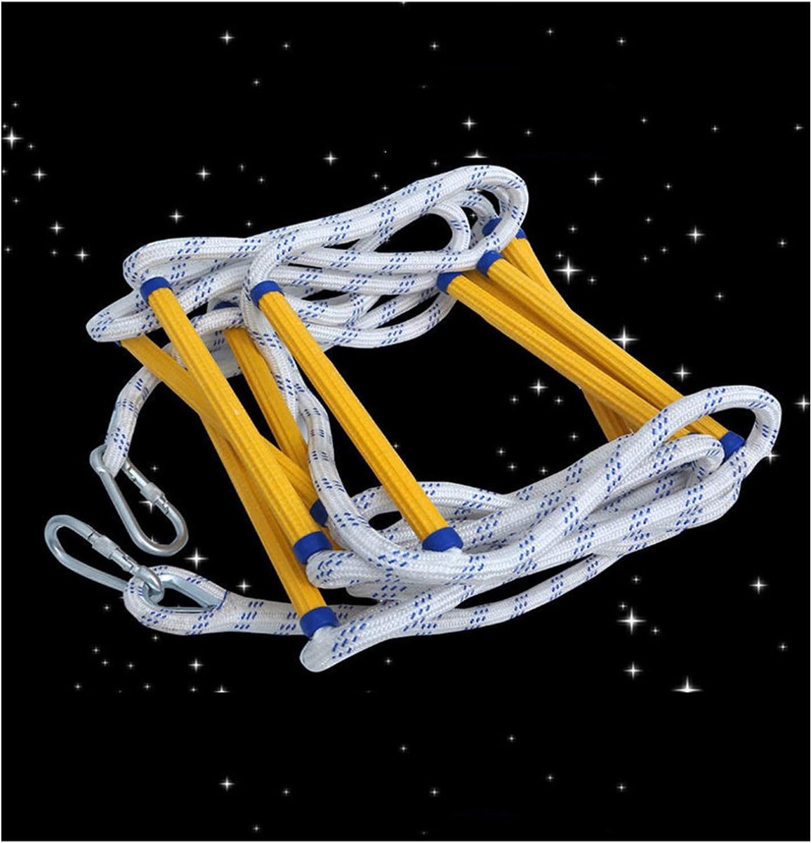 Veiligheidstouw Ladder - Noodladder Klimtouw - Snelle Ontsnapping - Antislip Hars Pedaal - 7 Meter - Zwart