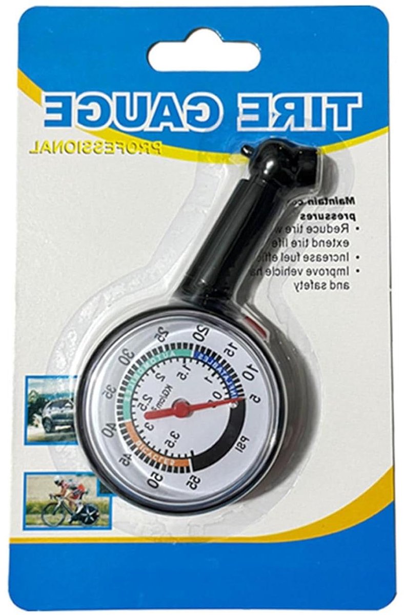 Mechanische Bandenmeter - Druk meter - Bandenonderhoud - Dubbele Schaal Display - 10 x 5 x 2 cm - Zwart