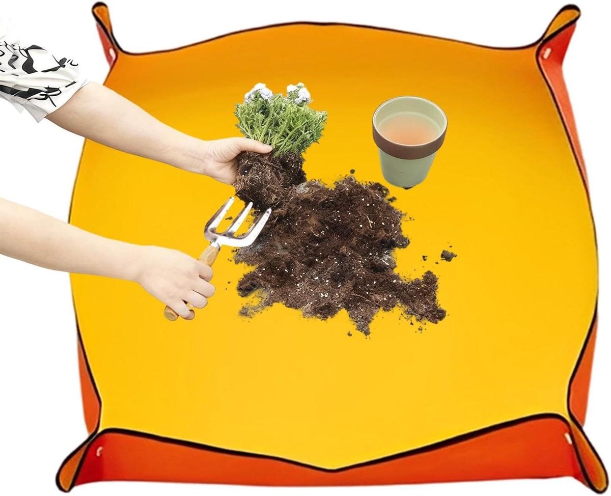 Plantenverpotmat - Tuin Werkmat - Planten Verpotten - Waterdicht Opvouwbaar - 1 x 1 Meter - Geel