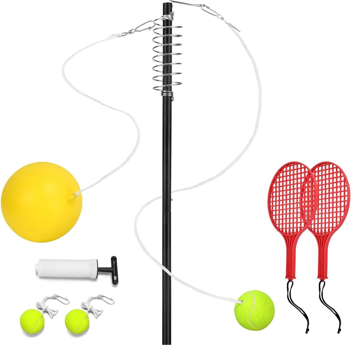 Touwbal Set - Touwtennis Bal - Buiten Spelen - Verstelbare Paal - 240 cm Touw - Meerkleurig