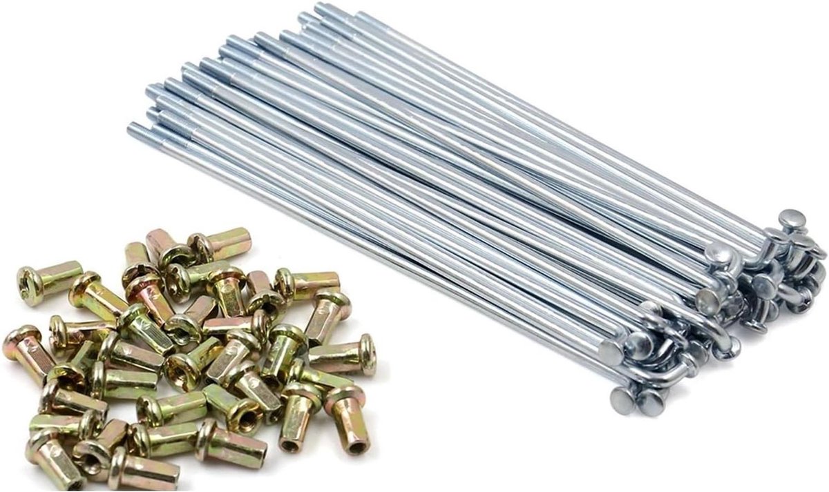 Fiets Spaak Set - Wielonderdelen - Wiel Reparatie - Roestbestendig Staal - 36 stuks 150mm - Zilver