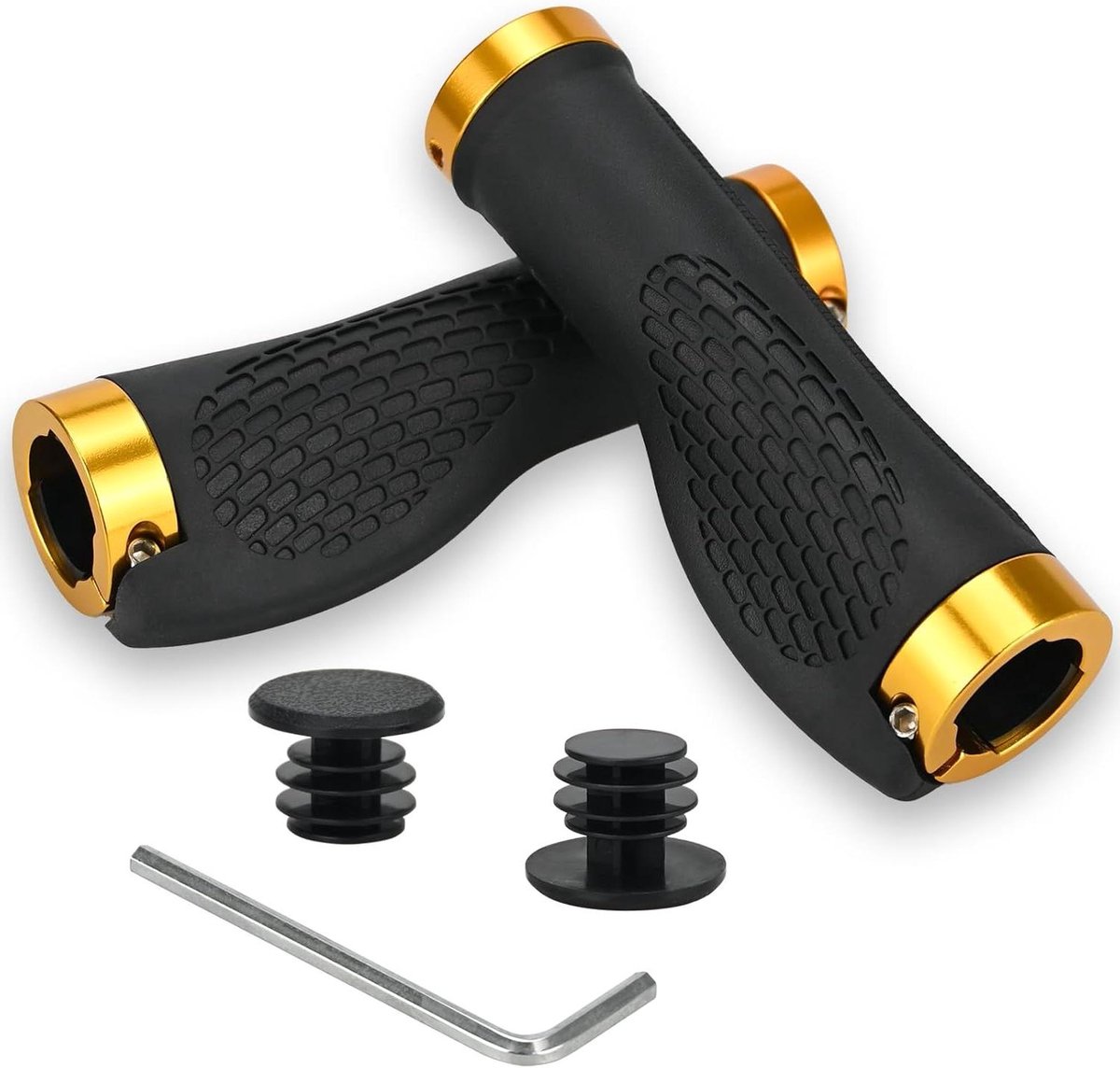 Fietshandgrepen - Ergonomische grips - Comfortabel fietsen - Antislip rubber ontwerp - 222 mm - Goud