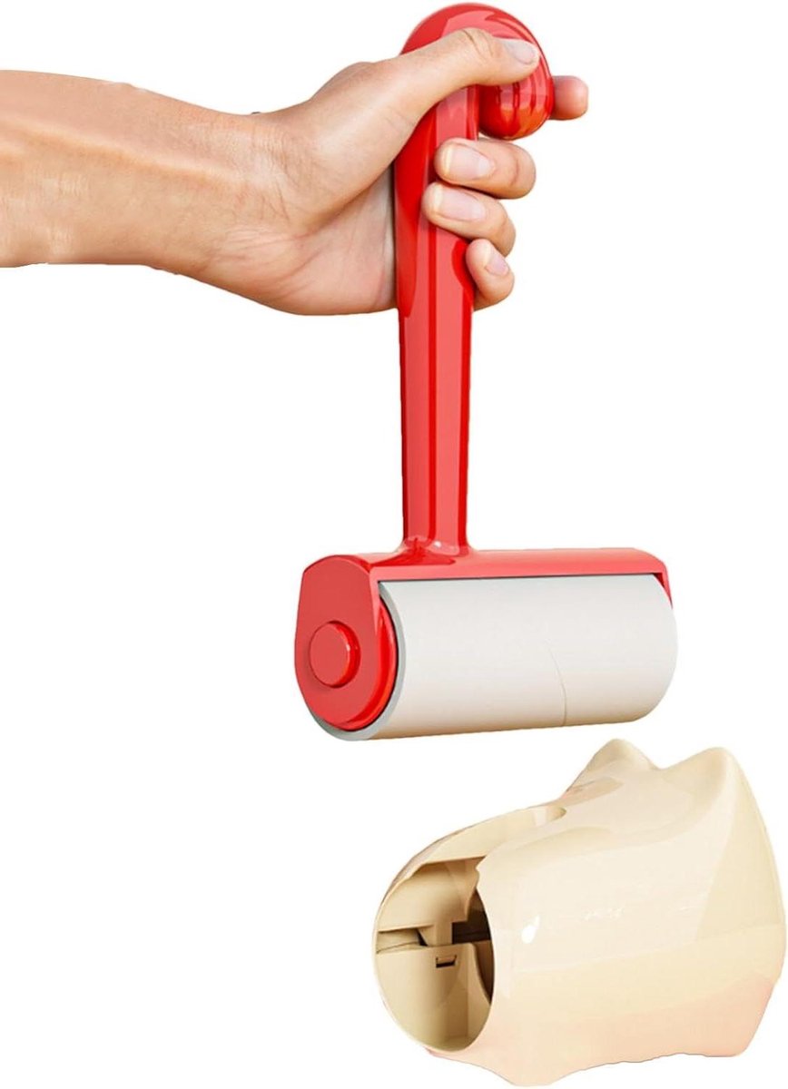 Pluisroller Kleding - Haarverwijderaar - Huisdierhaar Verwijderen - Schattig Kattenontwerp - 60 Vellen - Rood