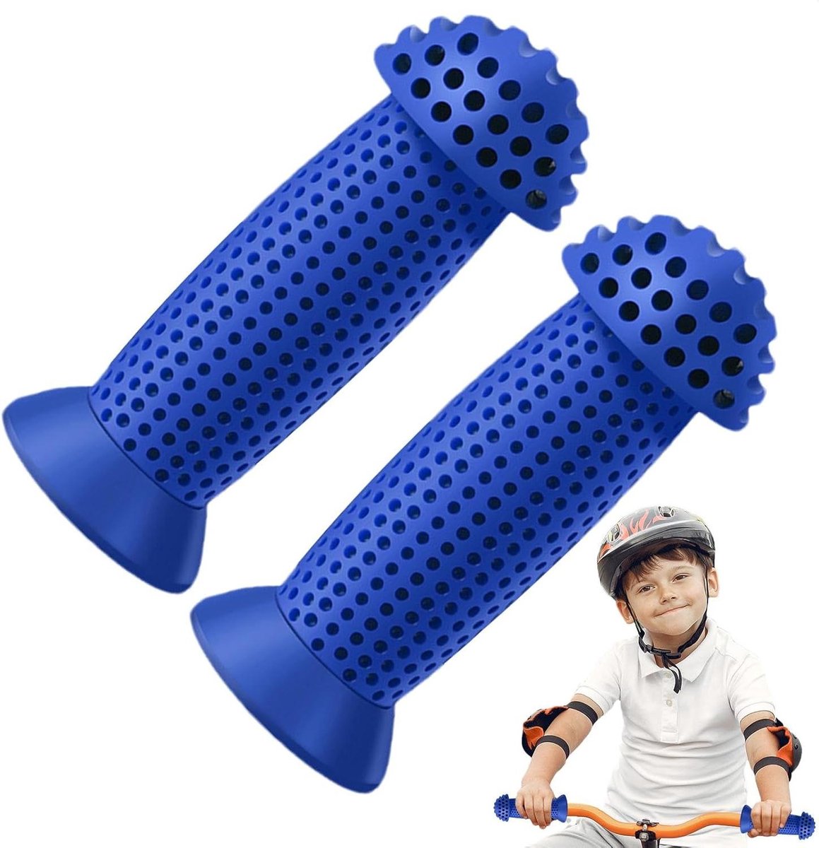 Kinder Stuurgrepen - Fietshandvatten Antislip - Veiliger Fietsen - Ergonomisch Ontwerp - 22.2 mm Stuur - Donkerblauw
