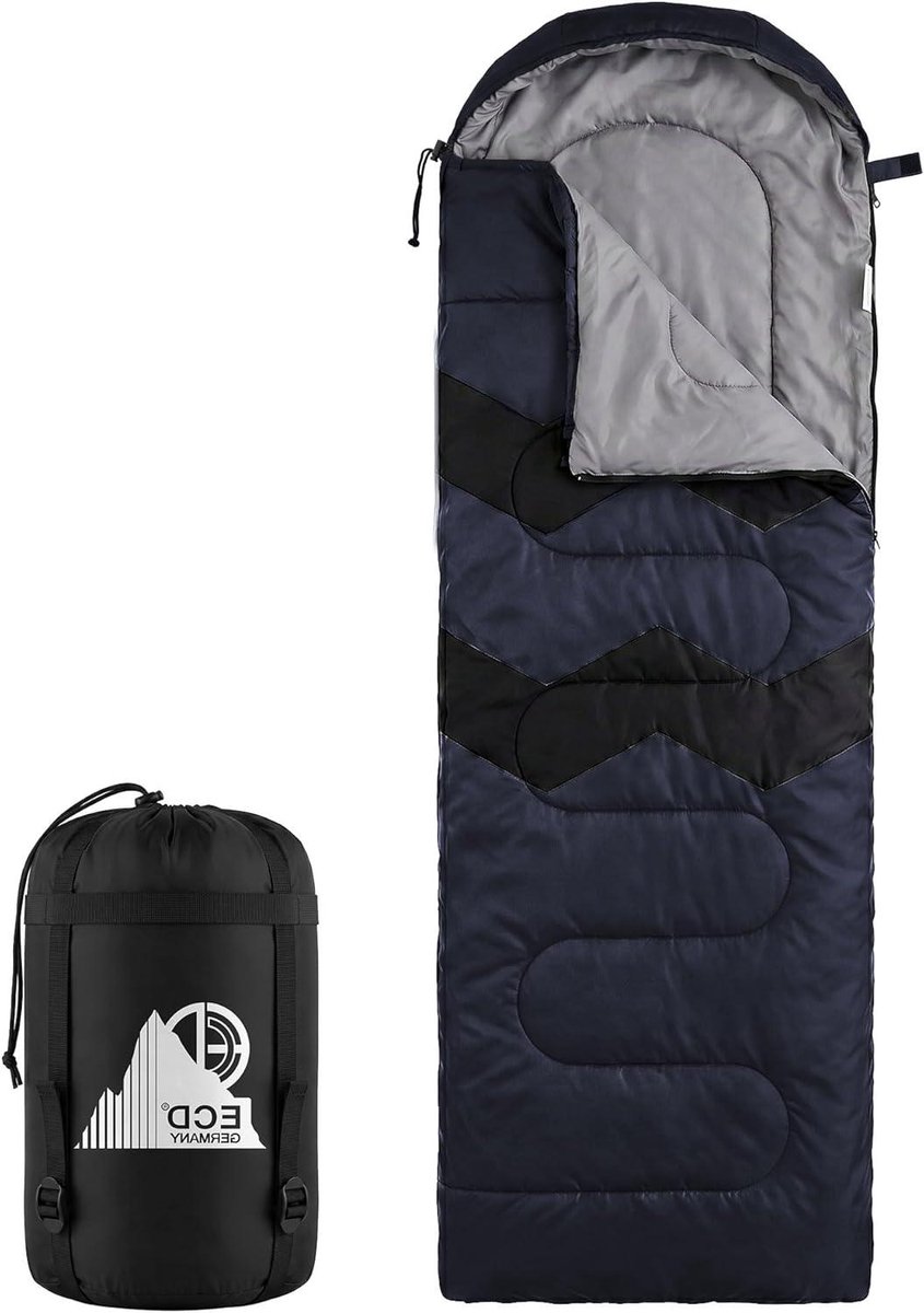 Deken Slaapzak - Kampeer deken - Outdoor avonturen - 3-Seizoenen ontwerp - 210 cm - Khaki/Donkerblauw