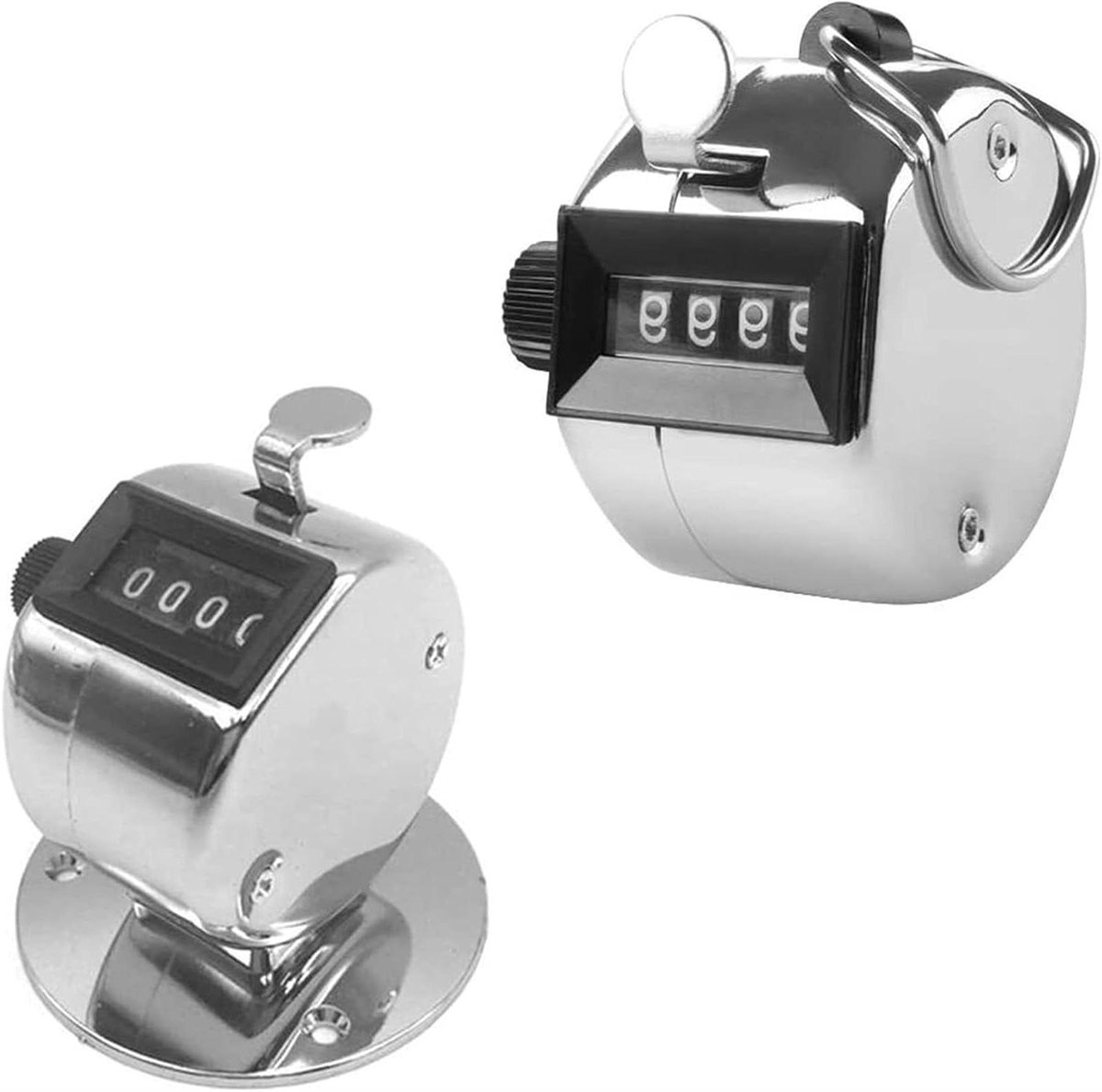 Hand Tally Counters - Mechanische Clicker - Aantal Tellen - Geen Batterijen Nodig - 4 Cijfers - Zilver