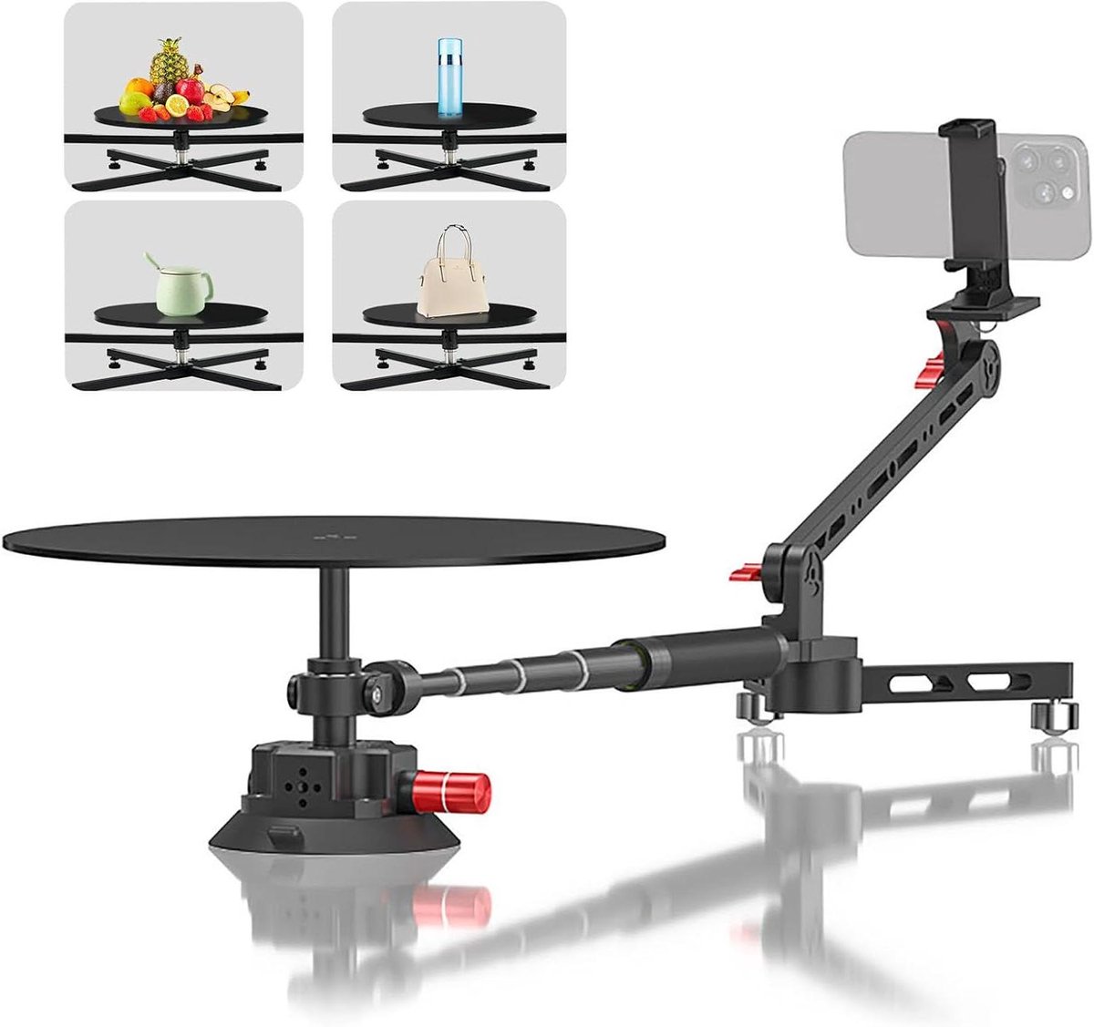 Fotografie Draaitafel - Roterende Camera - 360 Graden Video - Verstelbare Arm - Max 43 Inch - Zwart