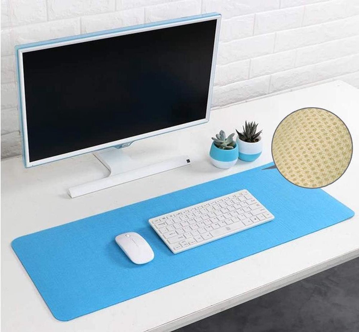 Bureau Pad - Schrijfmat Vilt - Comfortabel Werken - Antislip Coating - 140x70cm - Blauw