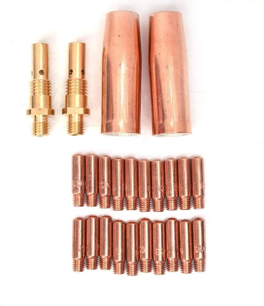 Lasaccessoires Set - MIG Onderdelen - Metaal Bewerken - Koper Materiaal - 24 Delig - Zilverkleurig
