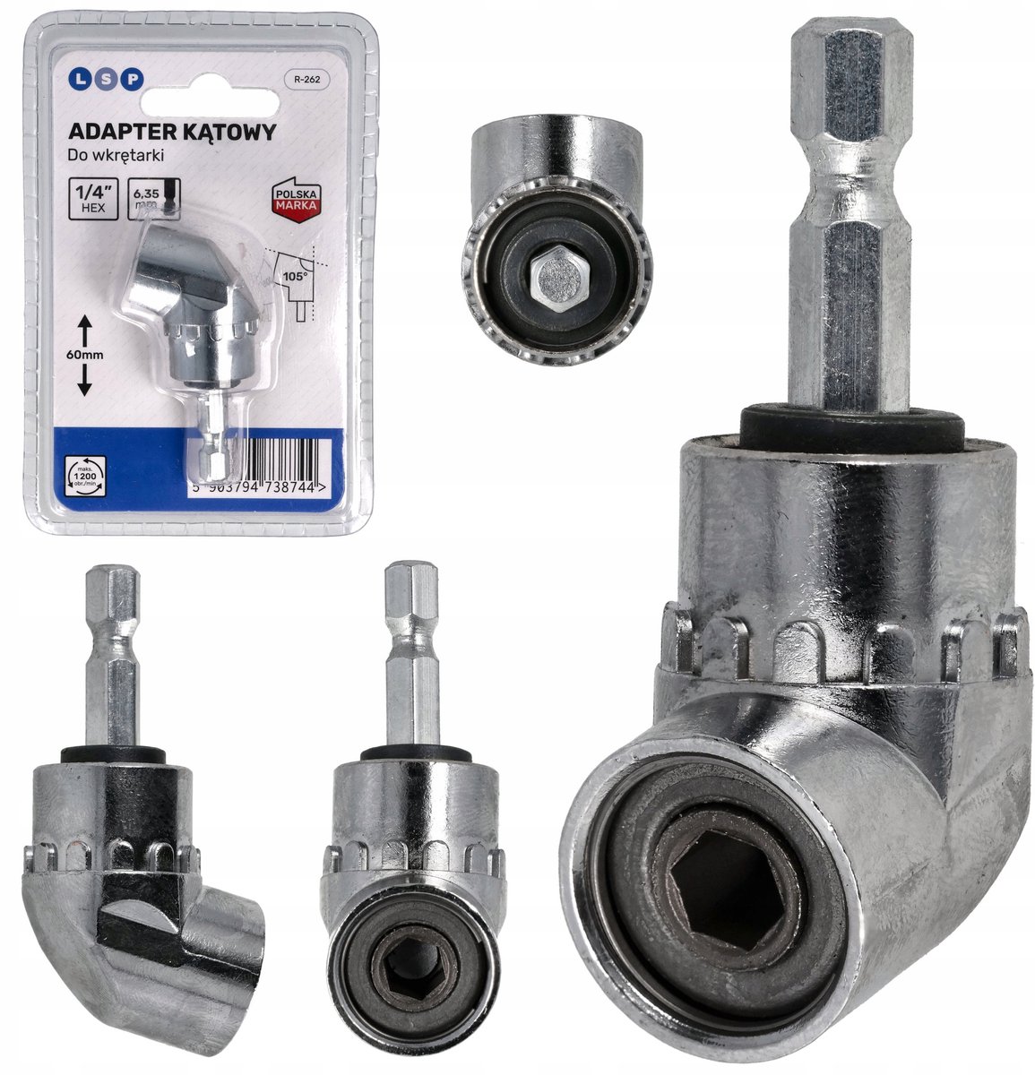 Haakse Adapter 105° voor Schroefmachine - 1/4" Bithouder