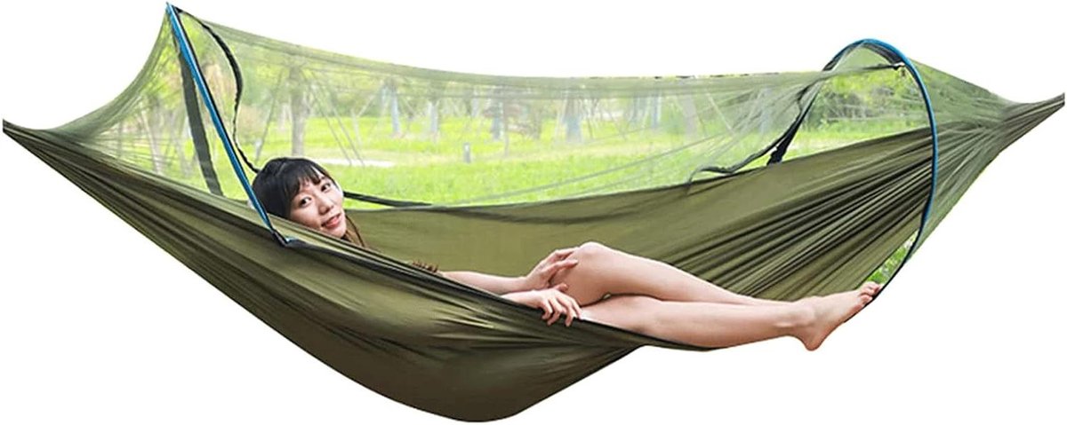 Netted Hangmat - Outdoor Swing - Kamperen Reizen - Ademend Opvouwbaar - 260x150 cm - Geel