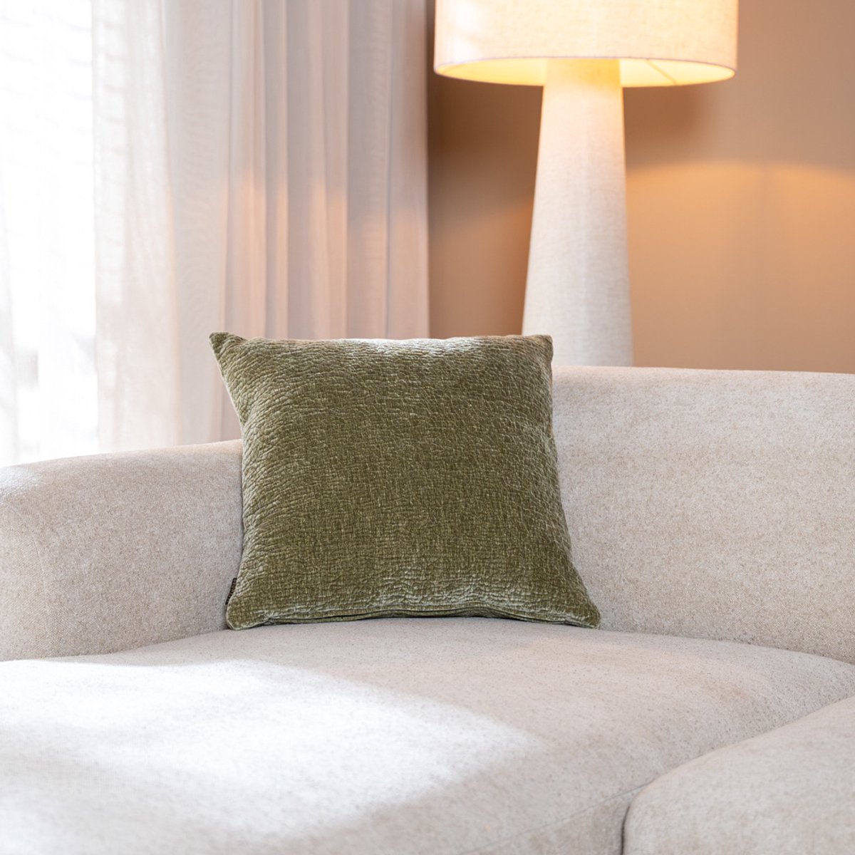 Bronx71 Sierkussen Day chenille groen 45 x 45 Olive / groen