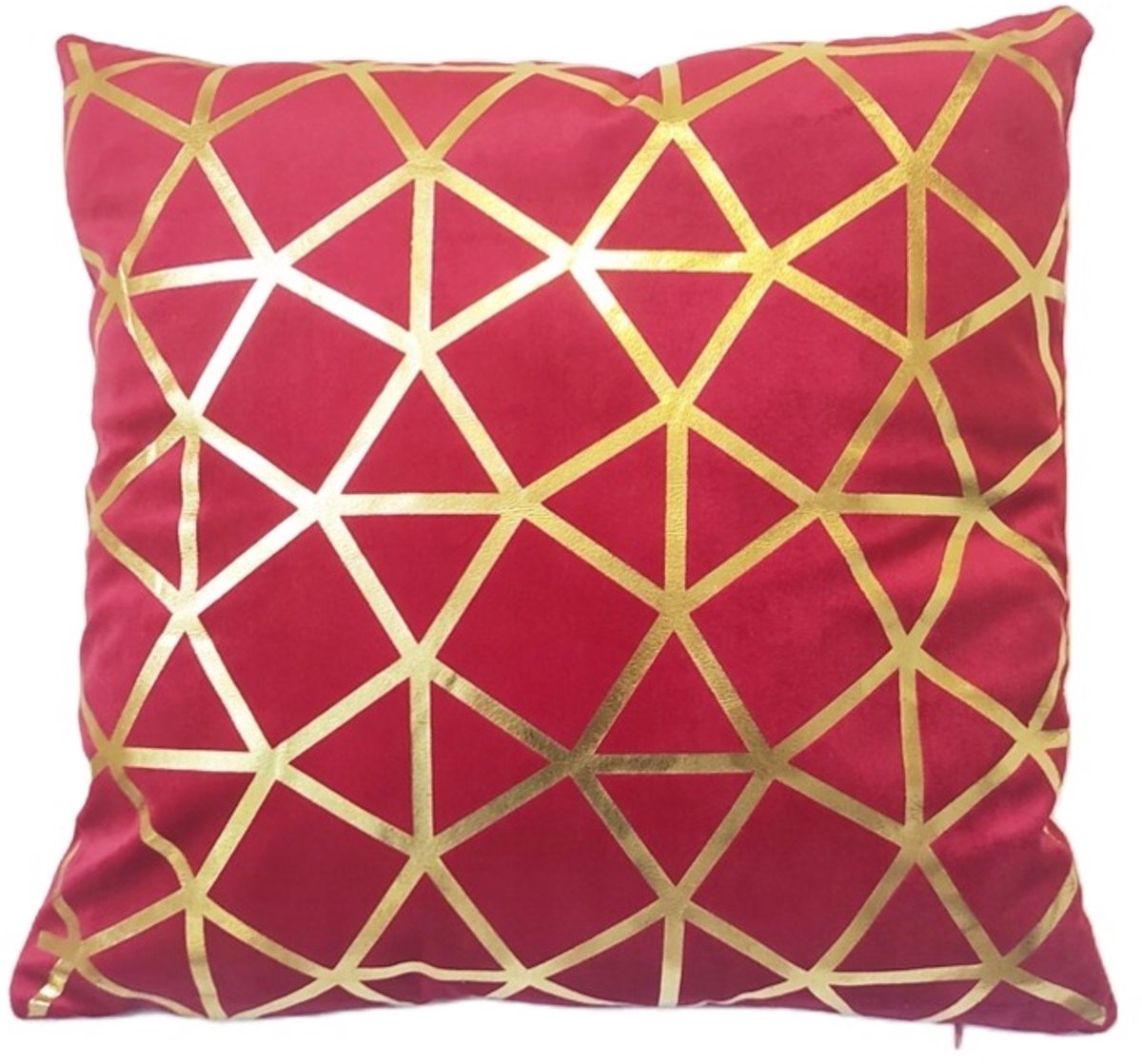 Decoratieve Rode Sierkussen 45x45cm - Zacht Velours met Grafische Print