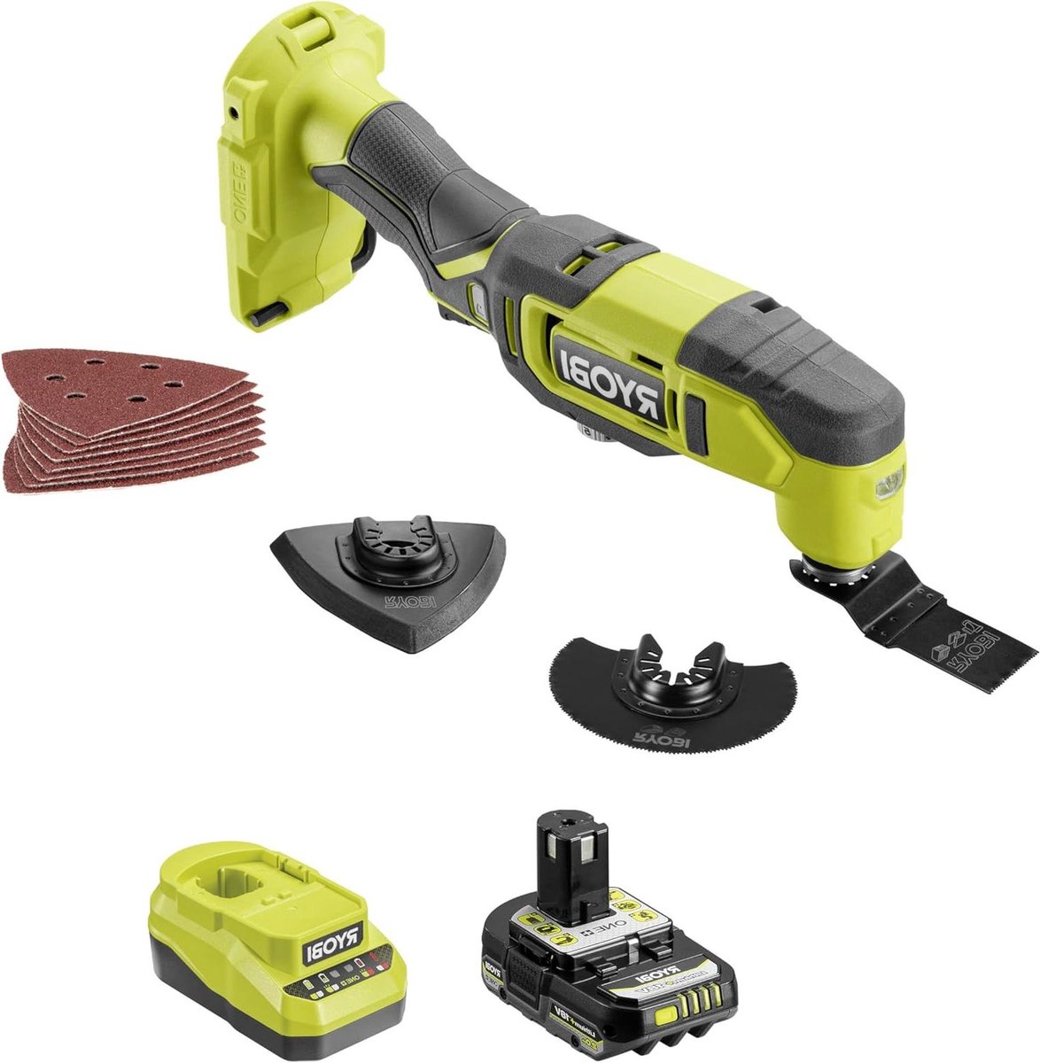 Multitool - Elektrisch gereedschap - Klus en hobby - Compatibel accusysteem - 166 mm breed - Groen/zwart