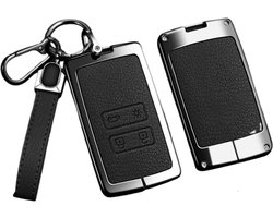 Leder Look Sleutelcover - Zwart - Sleutelhoesje Geschikt voor Renault Koleos / Scénic 4 / Arkana / Captur / Mégane / Talisman / Espace / Clio / Zoë / Dacia Sandero - Key Cover - Auto Accessoires