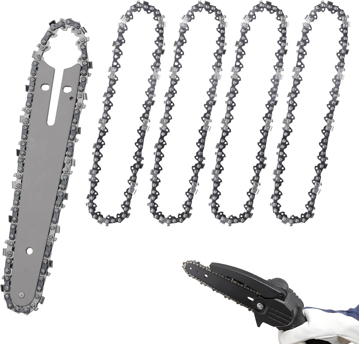 Dailygoods- Kettingzaagketting 5 Stuks - Vervangende Zaagkettingstang - 15,2 cm - Gehard 65 Mangaanstaal - Voor Snoeien van Bomen - 18 Inch Omtrek - Zaagketting