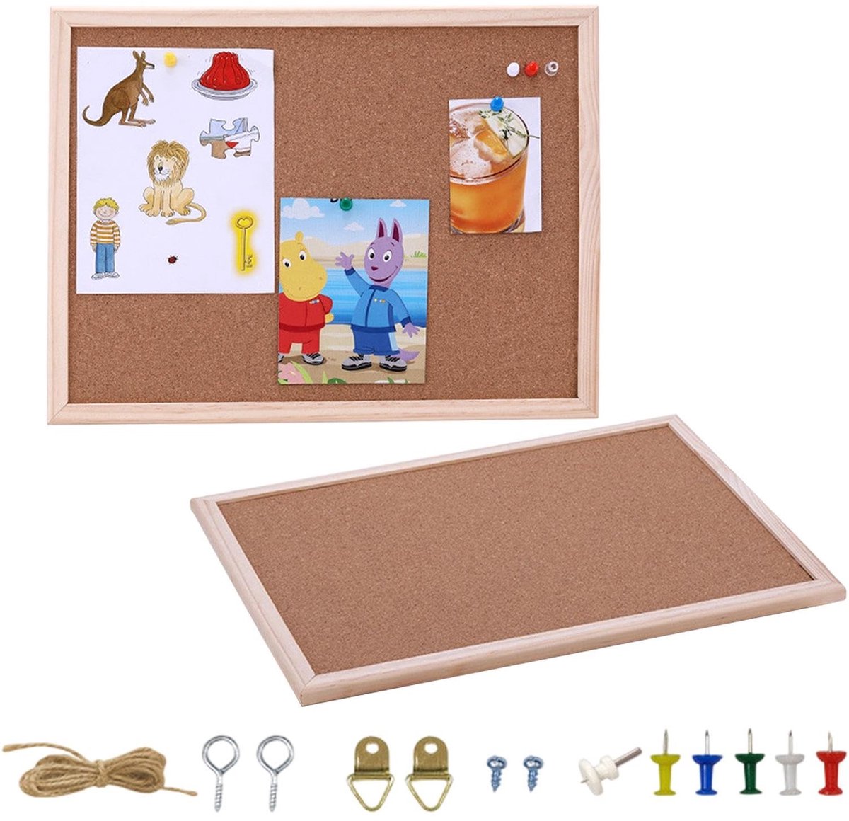 Dailygoods - Prikbord Kurk 20 x 30 cm met Houten Frame en Bevestigingsmateriaal