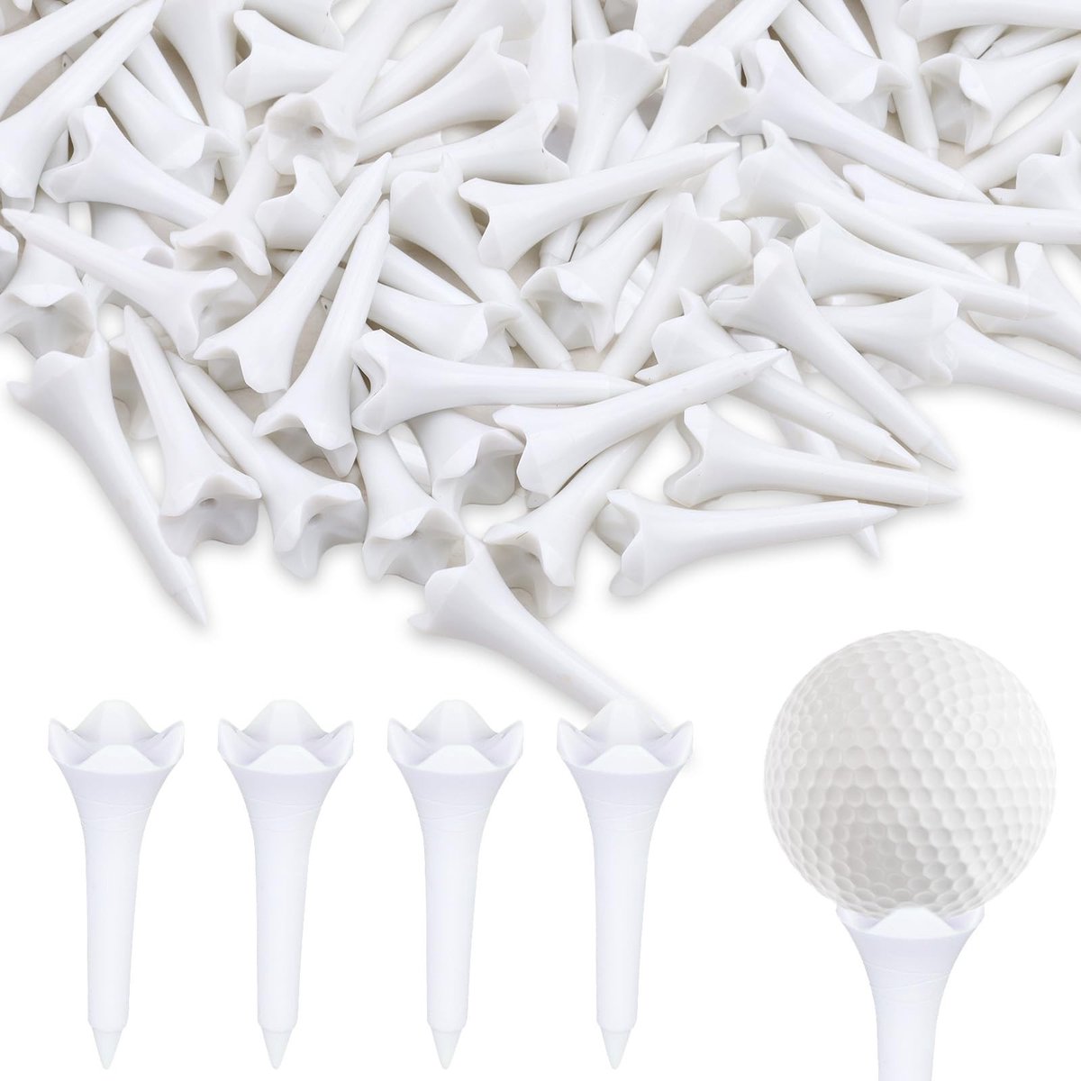 30 stuks korte golftees van kunststof met verbeterde duurzaamheid, stabiliteit en minder zijspin