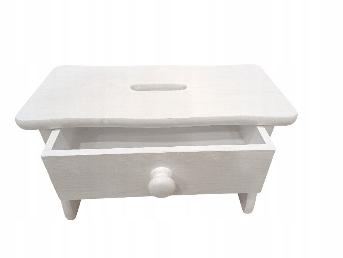 Hoge Witte Houten Pot met Dienblad - 26 cm
