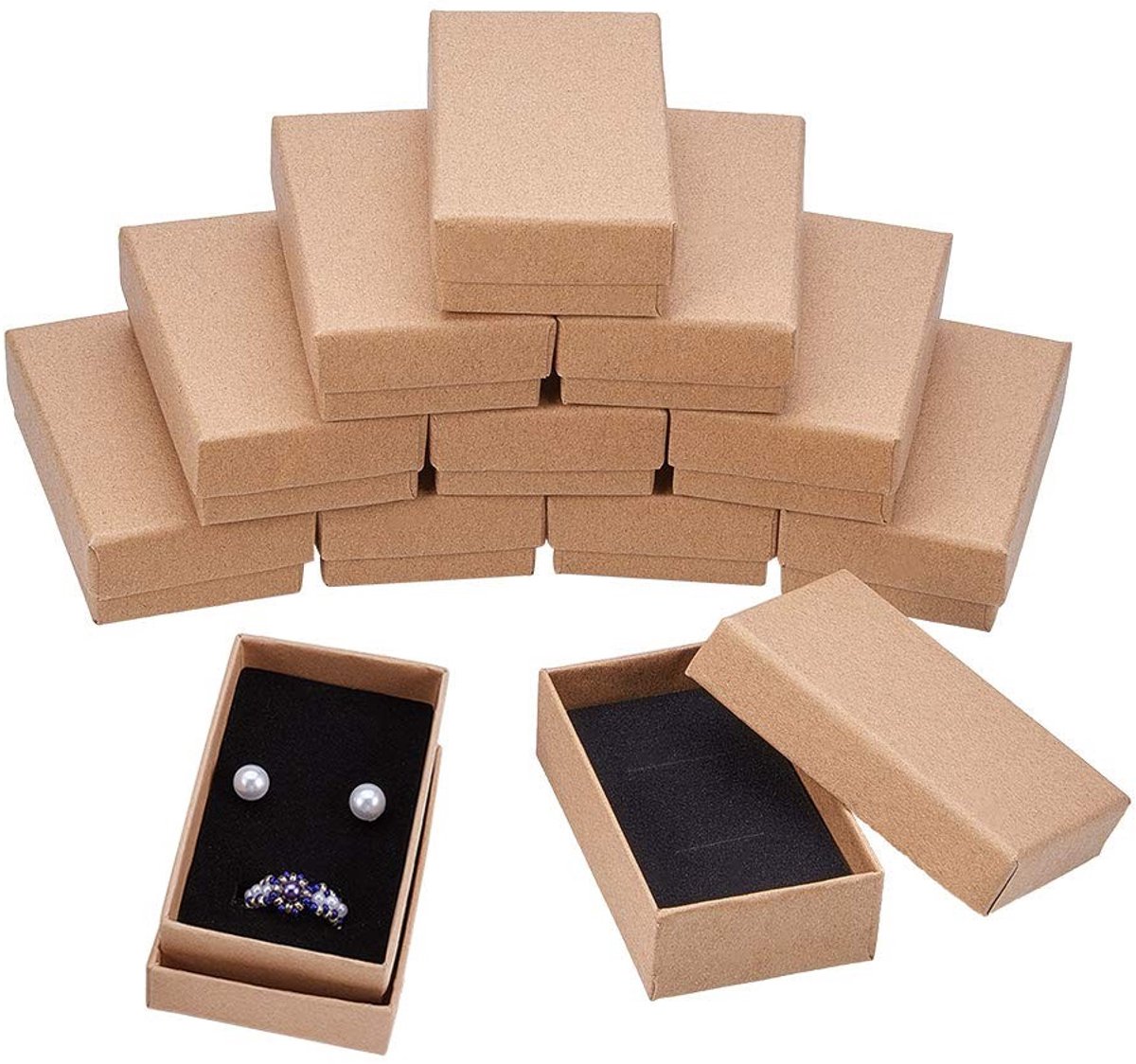 JHUBERS- Geschenkdoos 18 Pack - Kraft Kartonnen Dozen - Kleine Rechthoekige Dozen - Cadeauverpakking Doosje - Sieradendoosjes - Perfect voor Verjaardag/Bruiloft - Juwelendoos