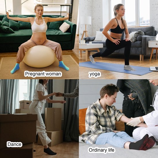 JHUBERS- Antislip Sokken - 5 Paar - Yoga/Pilates Sokken - Antislip Dans - Katoenen Sokken - Voor Dames/Heren - Geschikt voor Sport/Fitness - Yogasokken van Jhubers — afbeelding 2