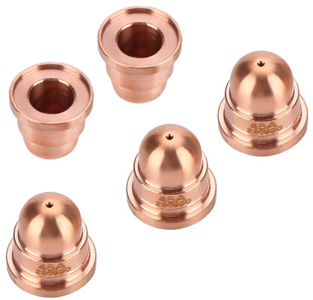JHUBERS- Plasmasnijder Nozzles Set van 5 - Premium Koper - Verbruiksartikelen - Geschikt voor Snijmachine - Model 220930 - Betere Prestaties - Snijmondstukken