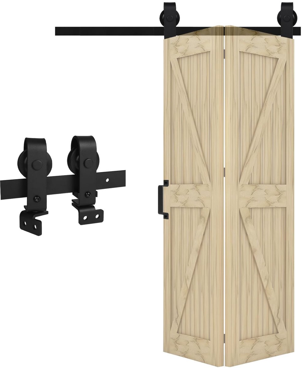 ZEYNOMAX- Schuifdeurbeslag Complete Set - Ruimtebesparend - Eenzijdig Systeem - Geschikt voor Deuropeningen 70-80 cm - Nylon Rollen - Geruisloze Werking - Schuifdeurhardware