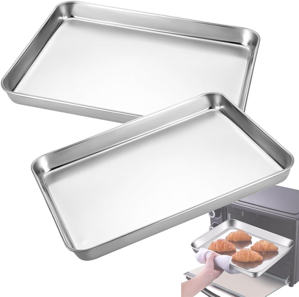 Bakplaat Set - Oven Platen - Bakken en Braden - Roestvrij Staal - 2 Stuks - Zilver