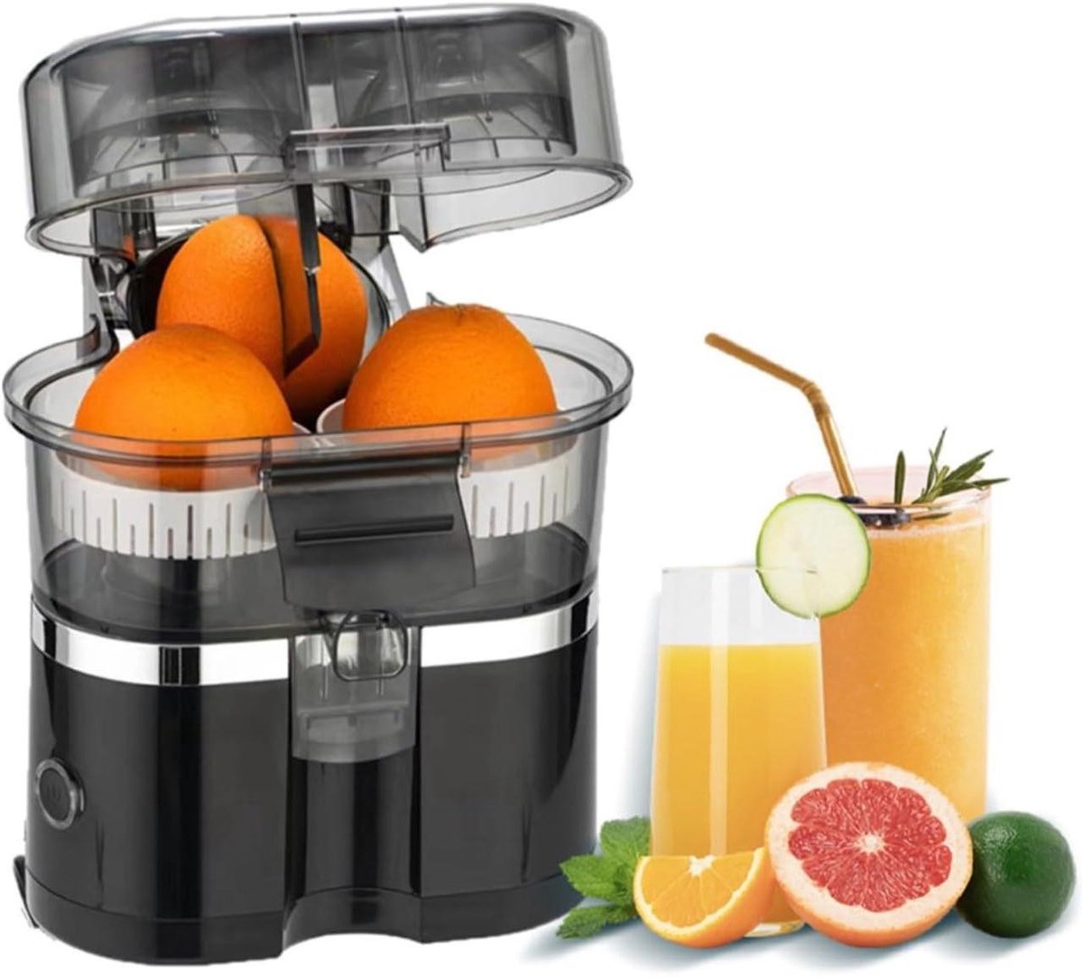 Elektrische sapcentrifuge - Dubbele citruspers - Vers sap maken - Hoge sapopbrengst - 400 ml capaciteit - Zwart