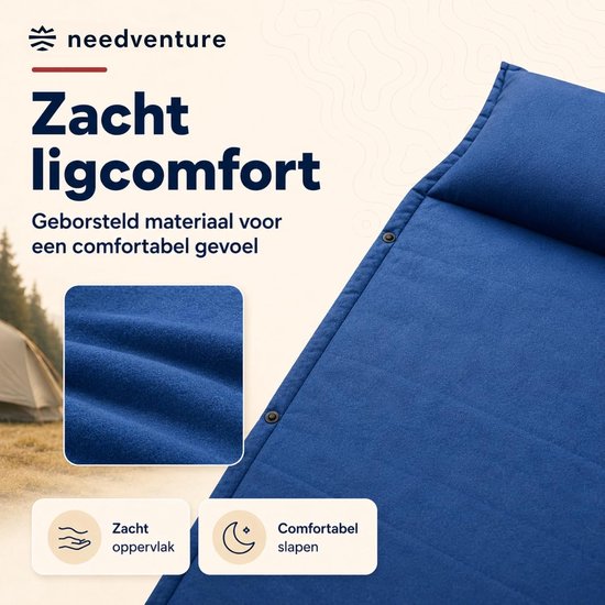 Slaapmat - Kampeer Matras - Comfortabel Slapen - Zelfopblazend - 5 cm dik - Blauw — afbeelding 4