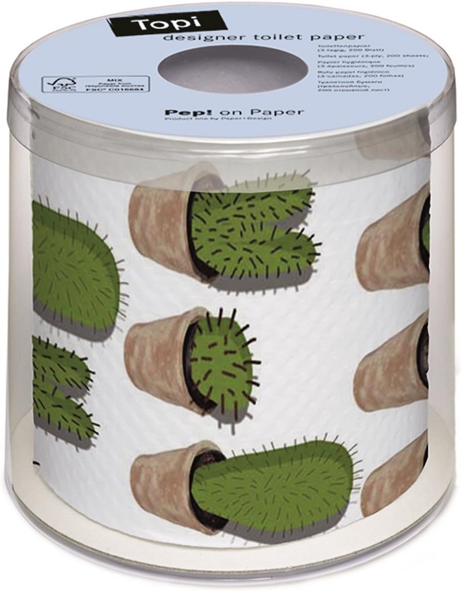 Grappig toiletpapier - Cactus print - Huishoudelijk gebruik - Huid- en milieuvriendelijk - 3-laags 200 vellen - Wit