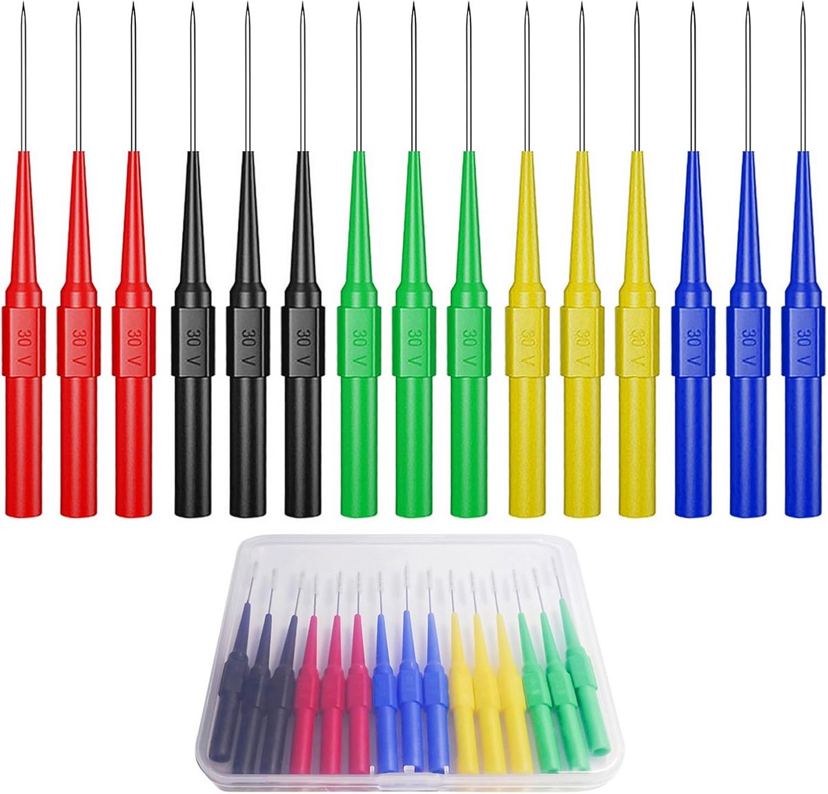 Test Probes - Meetnaalden Set - Elektrische Tests - Doordringende Naalden - 15 Stuks - Veelkleurig