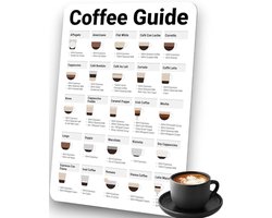 Koffiegids - Barista Gids - Koffie Recepten Leren - Magnetisch A5 Formaat - 25 Specialiteiten - Zwart