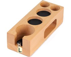 Tamperstation Hout - Espresso Tamping - Koffie Bereiden - In Hoogte Verstelbaar - 58 mm - Natuurlijk Hout