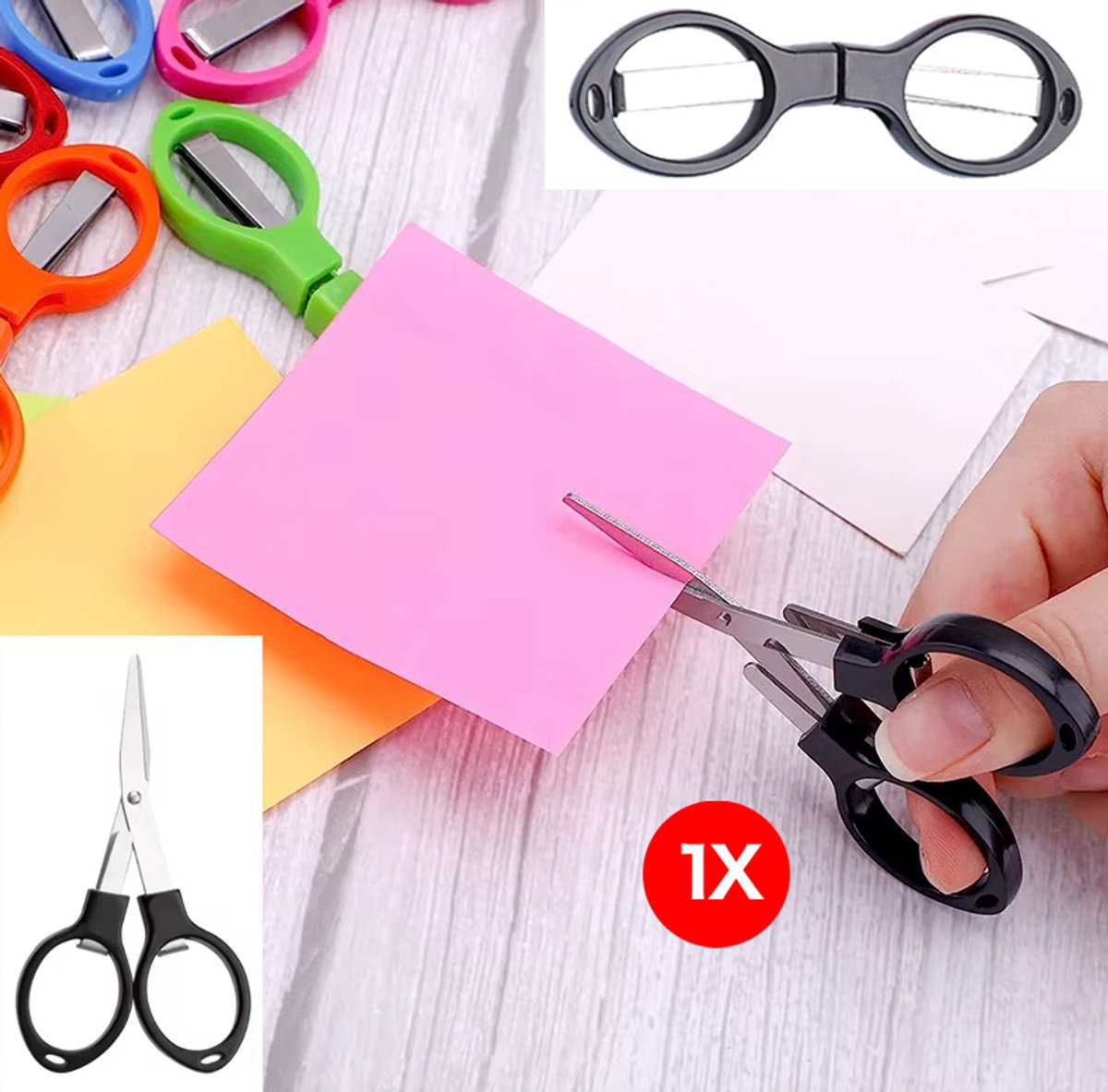 Actie4you® - Opvouwbare Schaar – Compact - Veilig en Altijd Binnen Handbereik - Mini Schaar - Uitklap Schaar - Sleutelhanger - Zwart - Stuk