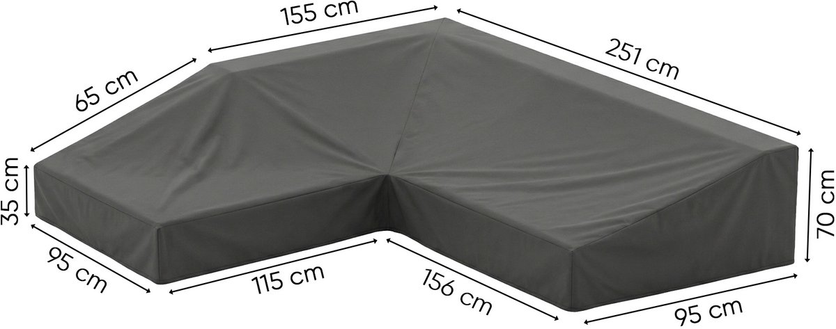 L-vormige loungesethoes 210x251x70x95 cm. - Links (Savannah)