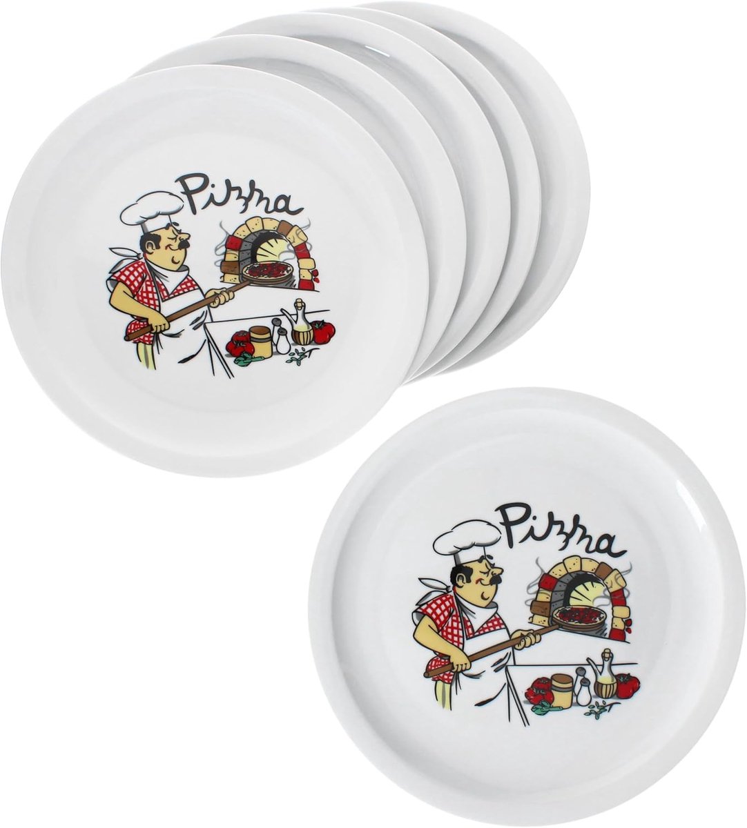 Pizzaborden Set Grote Borden Pizza Eten Porselein Kwaliteit 6 stuks 30.5 cm Wit