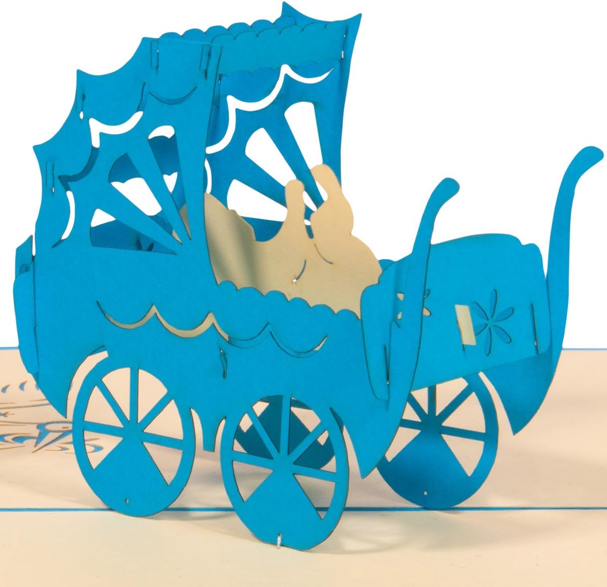 Pop Up Kaart - 3D Wenskaart - Geboorte Vieren - Handgemaakt Ontwerp - A6 Formaat - Lichtblauw