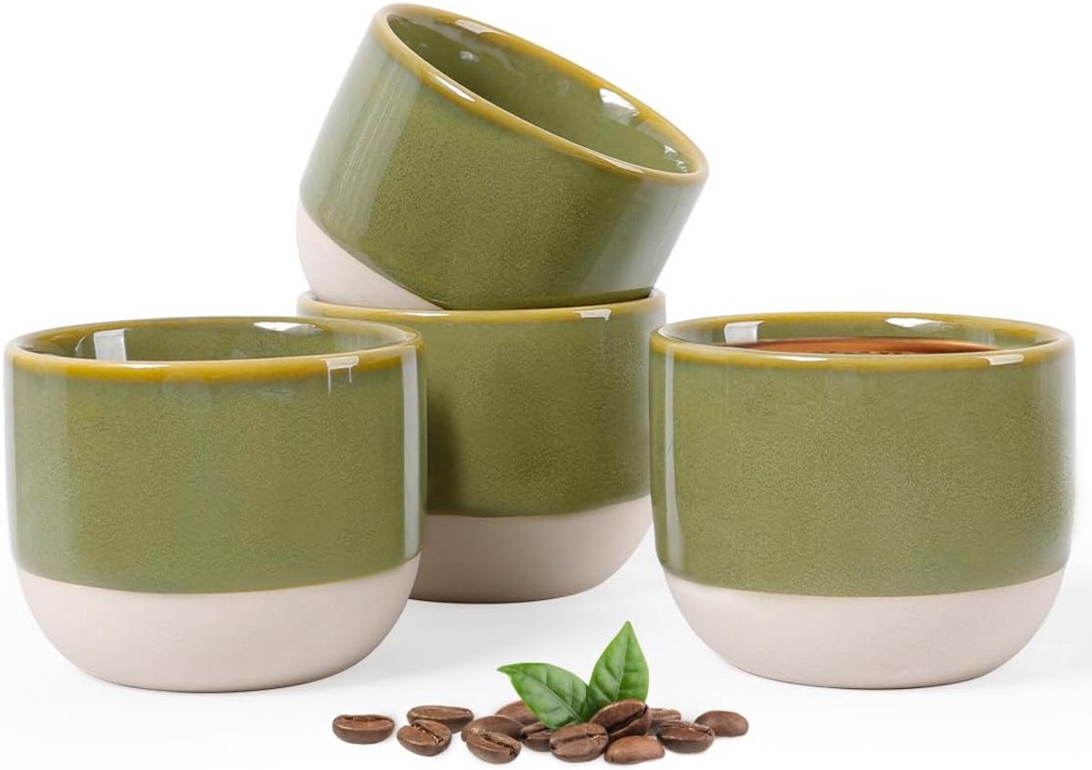 Espresso kopjes Koffiekopjes Koffie Genieten Handgemaakt Uniek 120 ml Gekleurd