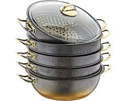 Stoomkoker - Stoompan Mantowarka - Gezond Koken - Granieten Antiaanbaklaag - 64 liter 30 cm - Keramiek Design