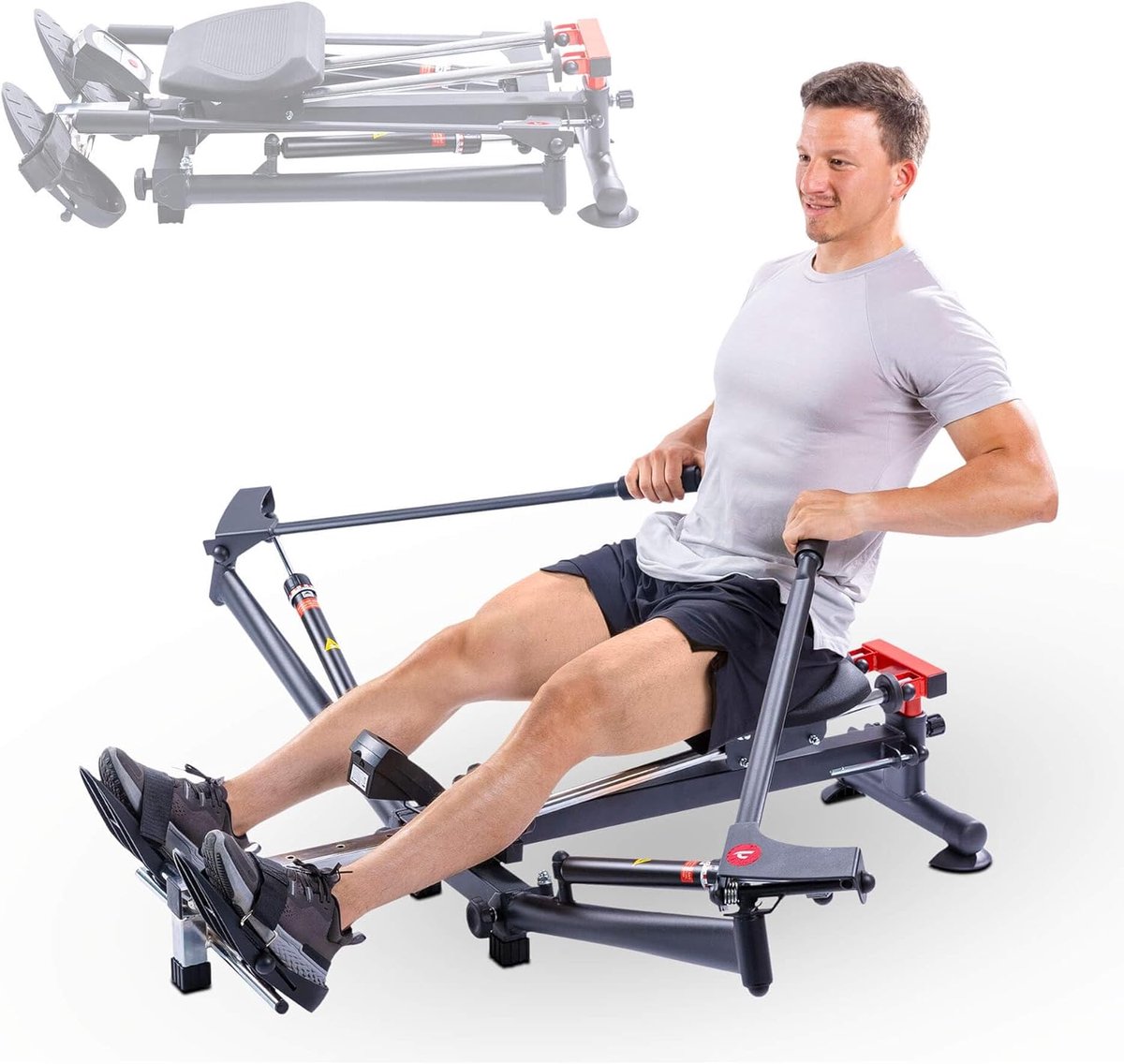 Roeitoestel - Roeimachine Hometrainer - Full Body Workout - 12 Weerstandsniveaus - Inklapbaar - Zwart