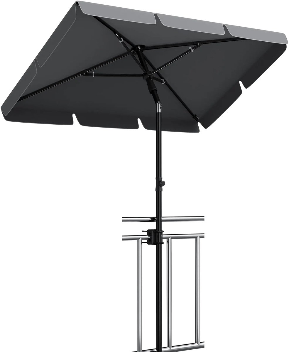 Archi Rechthoekige Buitenparasol – Zonnescherm - UPF 50+ Zonbescherming – Verstelbaar en Kantelbaar – Inclusief Draaghoes - Grijs