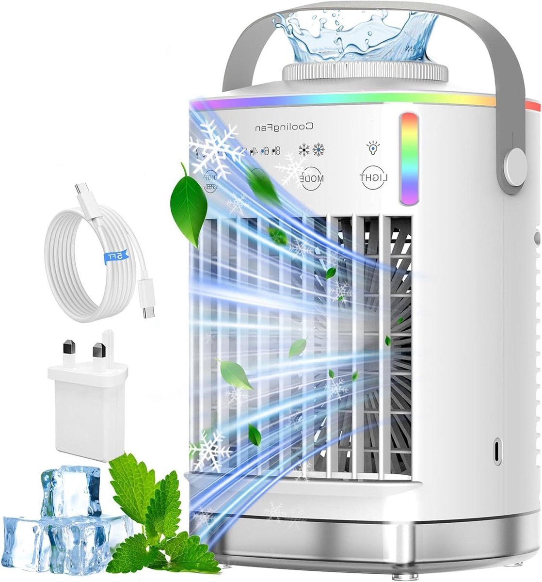 Mobiele Airco - Verplaatsbare Koeler - Ruimte Koelen - Energiezuinig Model - Compact Formaat - Wit