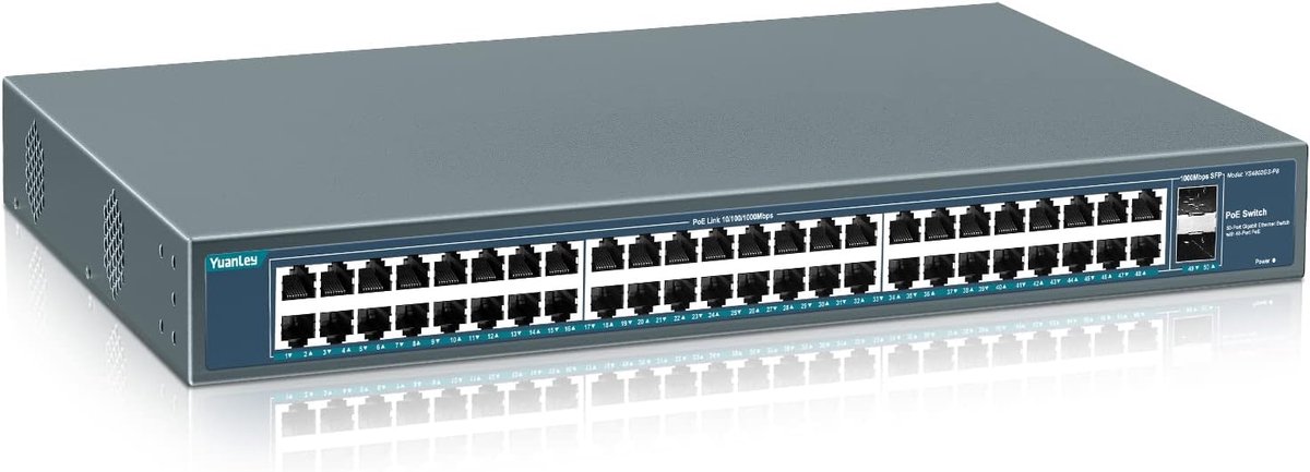 Gigabit PoE Switch - Netwerk Switch - Apparaten Verbinden - 800W Hoog Vermogen - 48 Poorten - Zwart