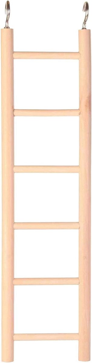 Houten Ladder - Vogelkooi Accessoire - Volière Inrichting - Natuurlijke Textuur - 6 Sprossen - Houtkleur