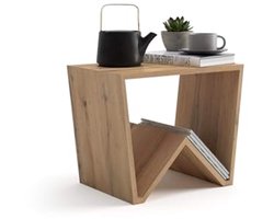 Salontafel Emma - Bijzettafel Woonkamer - Opbergen Decoratie - Origineel W-Design - 50 x 40 cm - Rustiek Eiken