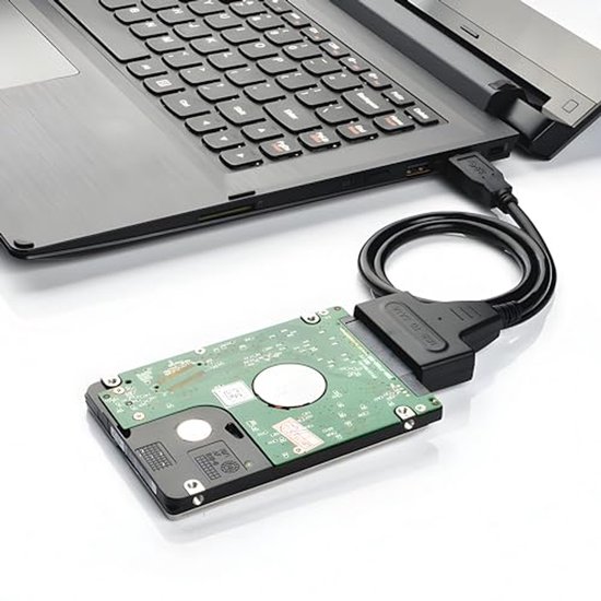 SATA naar USB Adapter - Externe Harde Schijf Kabel - Opslag Uitbreiden - Plug and Play - 2.5 inch - Zwart — afbeelding 2